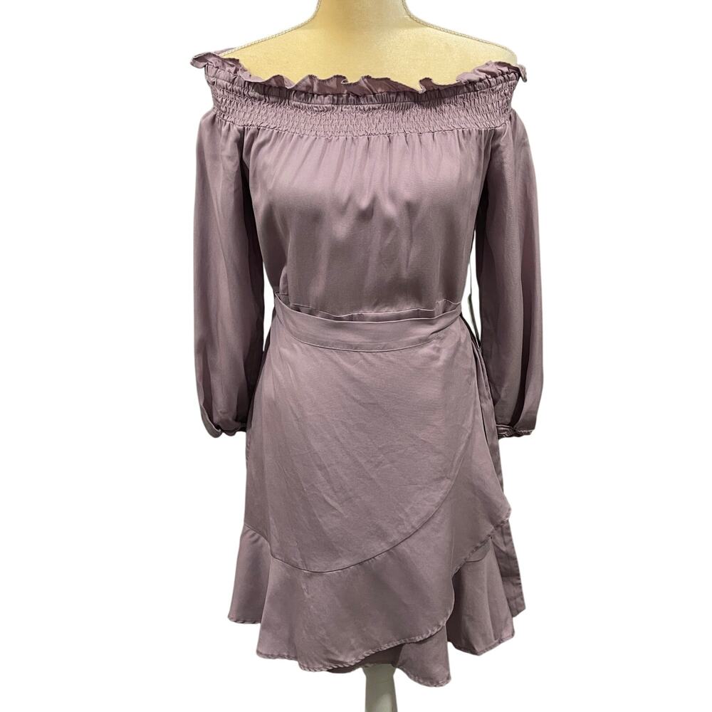Express Faux Wrap Skirt Off Shoulder  Ruffle Dress Size Medium